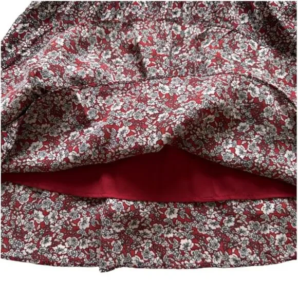 Nine Britton Dress Annika Red Burgundy Floral V-Neck Long Sleeve Tiered Large - Picture 11 of 13